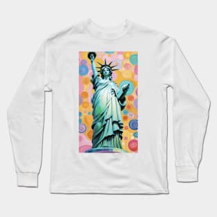 Gustav Klimt's Liberty's Radiance: Inspired Statue of Liberty Long Sleeve T-Shirt